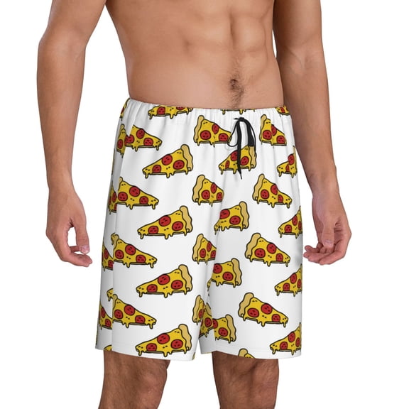 Mens Pajama Pants - Pizza Sleep Shorts Mens Pajama Shorts, Comfy Pj Pants for Mens Lounge Shorts