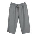 thumbnail image 1 of Mens Pajama Pants Pj Pants Capris Over The Knee Thin Outfit Living Loose Home Pajama Bottoms Sleep Pants Dark Gray 3XL, 1 of 3