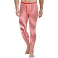 thumbnail image 1 of Mens Pajama Pants Pj Pants Low Patchwork Leggings Thermal Breathe Striped Long Underwear Pajama Bottoms Sleep Pants Red XL, 1 of 4