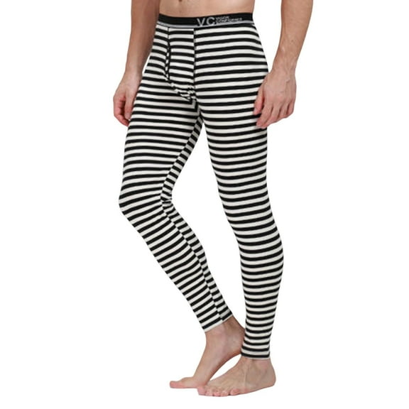 Mens Pajama Pants Pj Pants Low Patchwork Leggings Thermal Breathe Striped Long Underwear Pajama Bottoms Sleep Pants White L
