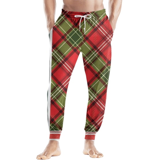 Onlypants Mens Pajama Pants with Plaid Print, Super Soft Men Pajama Bottoms with Pockets Drawstring, Loose Lounge Plaid Sleepwear Leisure PJs Pants, Christmas Gifts for Men, Style E, Size M