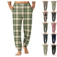 thumbnail image 1 of Mens Pajama Pants Plaid Soft Drawstring Elastic Waist Sleep Pants with Pockets Lightweight Loungewear Jogger Bottoms,Light Green XXL, 1 of 6