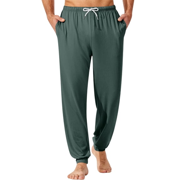 Mens Pajama Pants Plain Sleep Lounge Pant Casual Sleepwear Pants PJ Bottoms Jogger Trousers with Pockets and Drawstring
