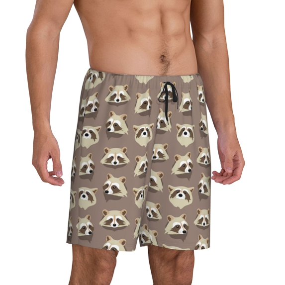 Mens Pajama Pants - Raccoon Sleep Shorts Mens Pajama Shorts, Comfy Pj Pants for Mens Lounge Shorts