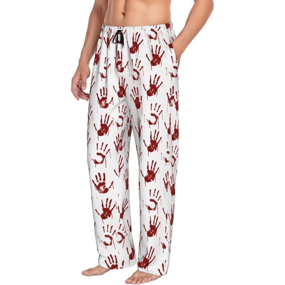 Mens Pajama Pants, Red Bloody Scary Hands2 Soft Sleep & Lounge Pants for Men, Cuteness Casual PJ Bottoms Pants with Pockets