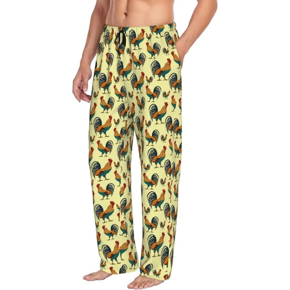 Mens Pajama Pants, Roosters In Farm Soft Sleep & Lounge Pants for Men, Cuteness Casual PJ Bottoms Pants with Pockets