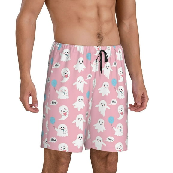 Mens Pajama Pants - Seamless Pattern Pink Glamour Sleep Shorts Mens Pajama Shorts, Comfy Pj Pants for Mens Lounge Shorts