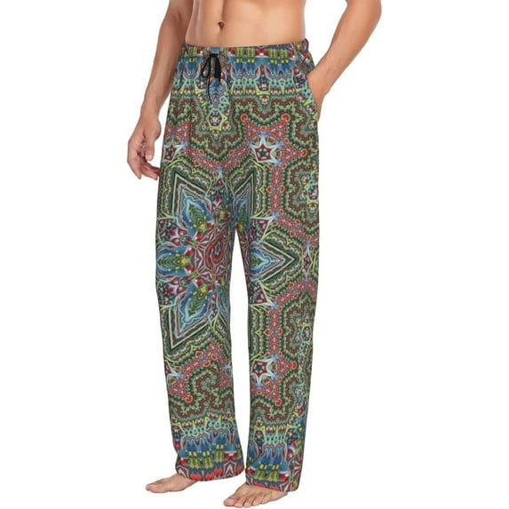 Mens Pajama Pants, Snowflake Colorful Soft Sleep & Lounge Pants for Men, Cuteness Casual PJ Bottoms Pants with Pockets