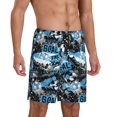 thumbnail image 1 of Mens Pajama Pants - Soccer Football Ball Goal Blue Sleep Shorts Mens Pajama Shorts, Comfy Pj Pants for Mens Lounge Shorts, 1 of 5
