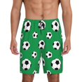 Mens Pajama Pants, Soccer balls green cute Sleep Shorts Mens Pajama