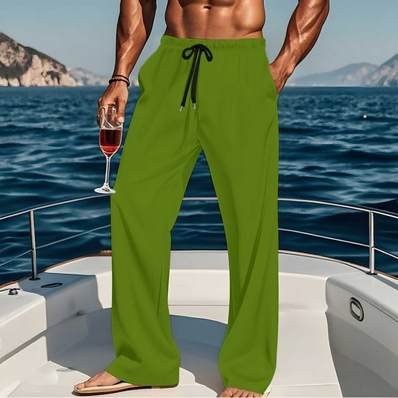 Mens Pajama Pants Soft Knit Loungewear Yoga Sweatpants Sleep Bottoms with Pockets Drawstring Wide Leg Trousers Mint Green S