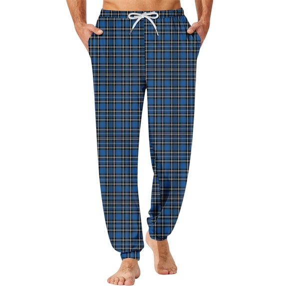 Mens Pajama Pants Soft Loose Fit Casual Plaid Drawstring Long Pants Pj Bottoms Drawstring Pjs Pants