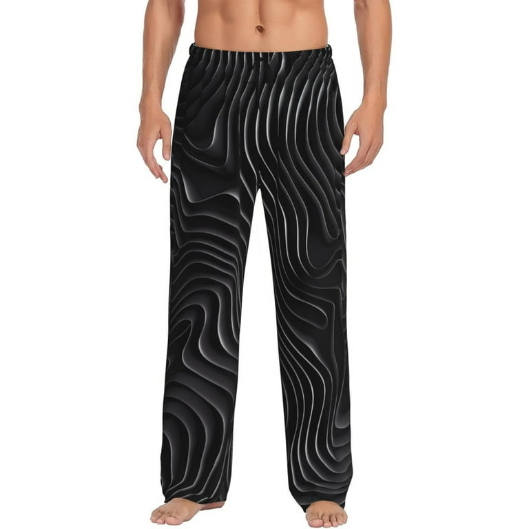Mens Pajama Pants Soft Sleep Lounge Pants for Men Abstract Black And White Waves Cuteness Casual PJ Bottoms Pants with Pockets Walmart