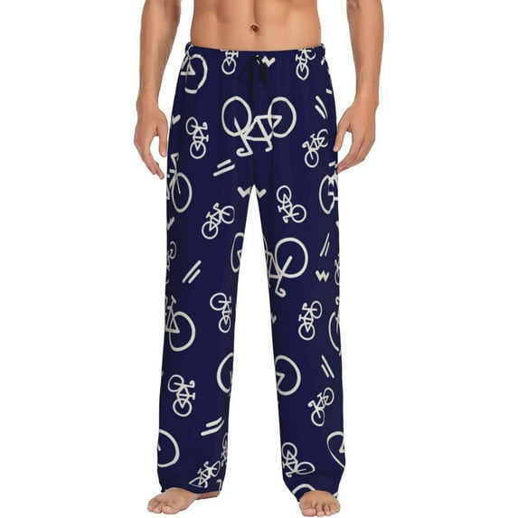 Mens Pajama Pants - Soft Sleep & Lounge Pants for Men, Bicycle1 Cuteness Casual PJ Bottoms Pants with Pockets