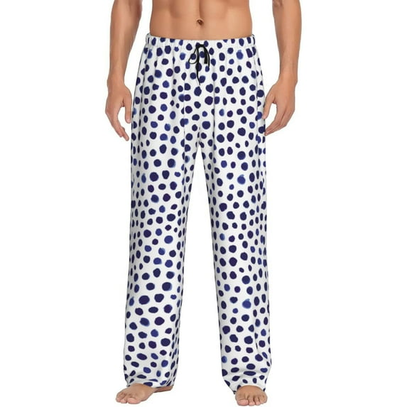 Mens Pajama Pants - Soft Sleep & Lounge Pants for Men, Blue dots pint Cuteness Casual PJ Bottoms Pants with Pockets