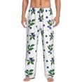 thumbnail image 1 of Mens Pajama Pants - Soft Sleep & Lounge Pants for Men, Blueberries Print green leaf Cuteness Casual PJ Bottoms Pants with Pockets, 1 of 5