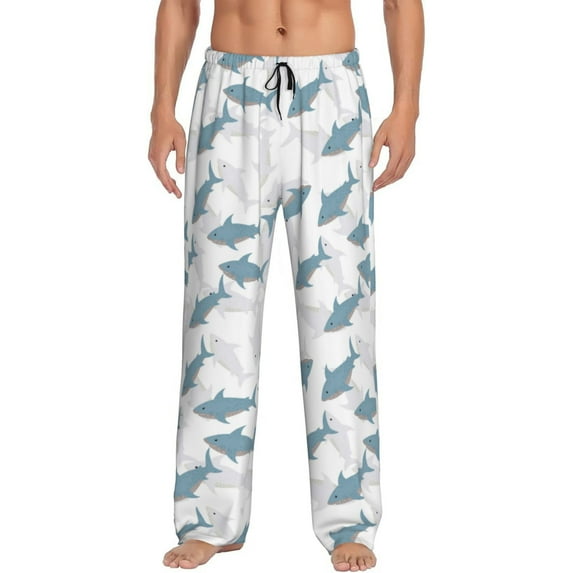 Mens Pajama Pants - Soft Sleep & Lounge Pants for Men, Classic Cartoon Cute Shark Cuteness Casual PJ Bottoms Pants with Pockets