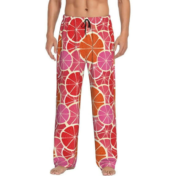 Mens Pajama Pants - Soft Sleep & Lounge Pants for Men, Colorful Orange Cuteness Casual PJ Bottoms Pants with Pockets