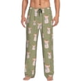 thumbnail image 1 of Mens Pajama Pants - Soft Sleep & Lounge Pants for Men, Cowboy Hat Cute Pig Green Cuteness Casual PJ Bottoms Pants with Pockets, 1 of 5
