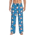 thumbnail image 1 of Mens Pajama Pants - Soft Sleep & Lounge Pants for Men, Cute Cow Head Flower Blue Cuteness Casual PJ Bottoms Pants with Pockets, 1 of 5