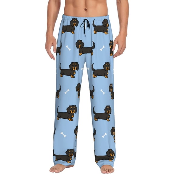 Mens Pajama Pants - Soft Sleep & Lounge Pants for Men, Dachshund Dog Cuteness Casual PJ Bottoms Pants with Pockets
