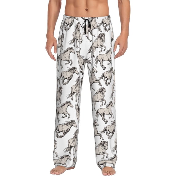 Mens Pajama Pants - Soft Sleep & Lounge Pants for Men, Extreme Sketch Cool Horse Cuteness Casual PJ Bottoms Pants with Pockets