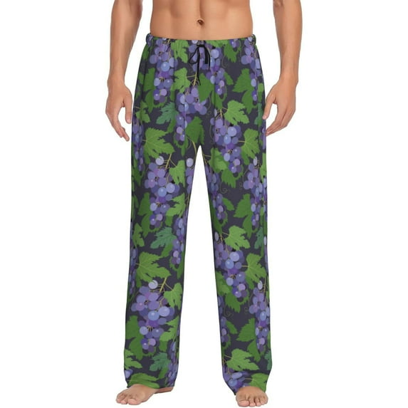 Mens Pajama Pants - Soft Sleep & Lounge Pants for Men, Funny Green Grape Cuteness Casual PJ Bottoms Pants with Pockets