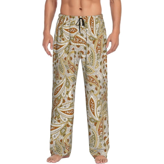 Mens Pajama Pants - Soft Sleep & Lounge Pants for Men, Paisley Floral 1 Cuteness Casual PJ Bottoms Pants with Pockets
