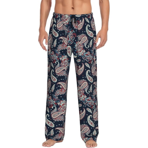 Mens Pajama Pants - Soft Sleep & Lounge Pants for Men, Paisley Pattern No.9070 Cuteness Casual PJ Bottoms Pants with Pockets