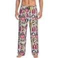 thumbnail image 1 of Mens Pajama Pants - Soft Sleep & Lounge Pants for Men, Pink Green Owl Cuteness Casual PJ Bottoms Pants with Pockets, 1 of 5