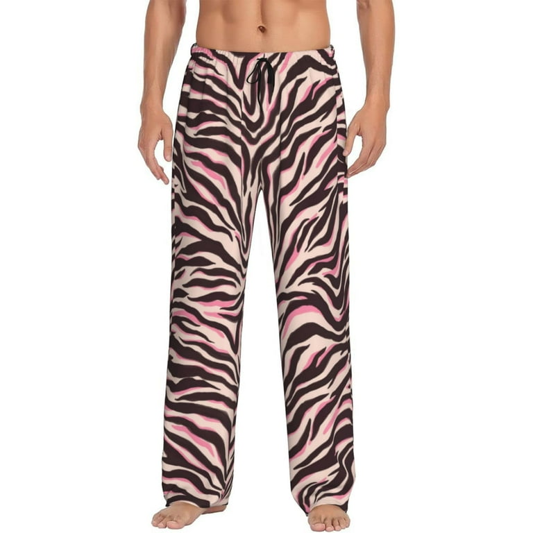 Mens Pajama Pants Soft Sleep Lounge Pants for Men Tiger zebra stripes print pink Cuteness Casual PJ Bottoms Pants with Pockets Walmart