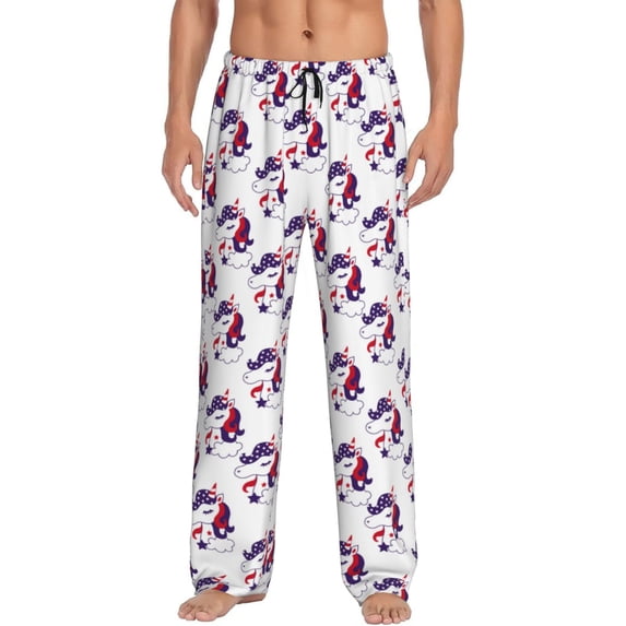 Mens Pajama Pants - Soft Sleep & Lounge Pants for Men, USA Flag Print cute Cuteness Casual PJ Bottoms Pants with Pockets
