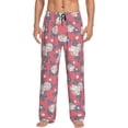 thumbnail image 1 of Mens Pajama Pants - Soft Sleep & Lounge Pants for Men, White Rose Flowers Cuteness Casual PJ Bottoms Pants with Pockets, 1 of 5