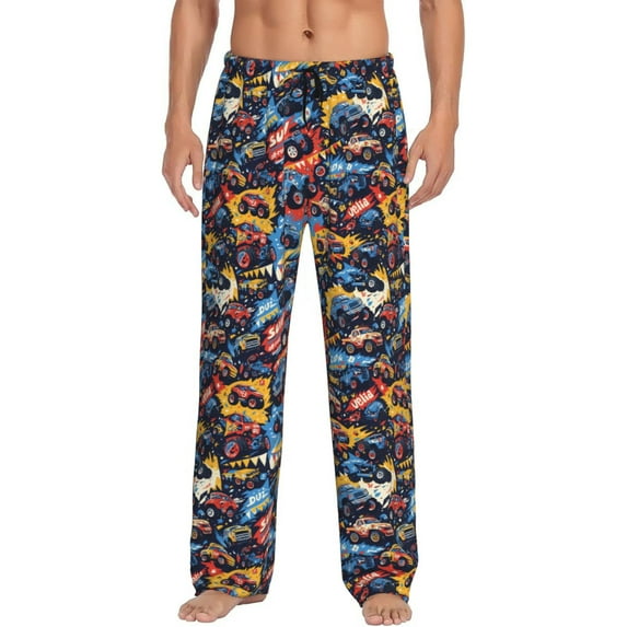 Mens Pajama Pants - Soft Sleep & Lounge Pants for Men, colorful off road racing car Cuteness Casual PJ Bottoms Pants with Pockets