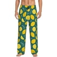 thumbnail image 1 of Mens Pajama Pants - Soft Sleep & Lounge Pants for Men, darkgreen Lemon leaves Cuteness Casual PJ Bottoms Pants with Pockets, 1 of 5