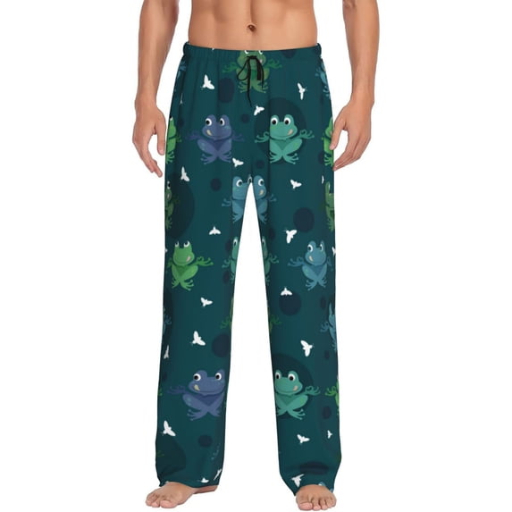 Mens Pajama Pants - Soft Sleep & Lounge Pants for Men, funny green frogs yoga Cuteness Casual PJ Bottoms Pants with Pockets