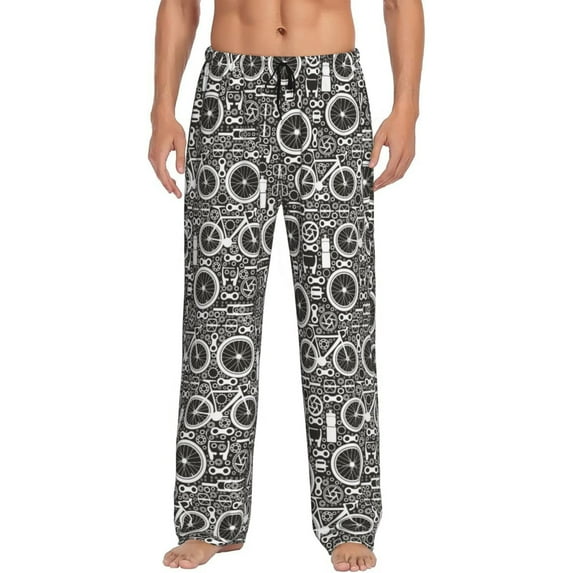 Mens Pajama Pants - Soft Sleep & Lounge Pants for Men, gear Bike Pattern Cuteness Casual PJ Bottoms Pants with Pockets