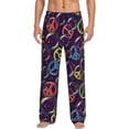 thumbnail image 1 of Mens Pajama Pants - Soft Sleep & Lounge Pants for Men, peace sign bubbles dark purple Cuteness Casual PJ Bottoms Pants with Pockets, 1 of 5