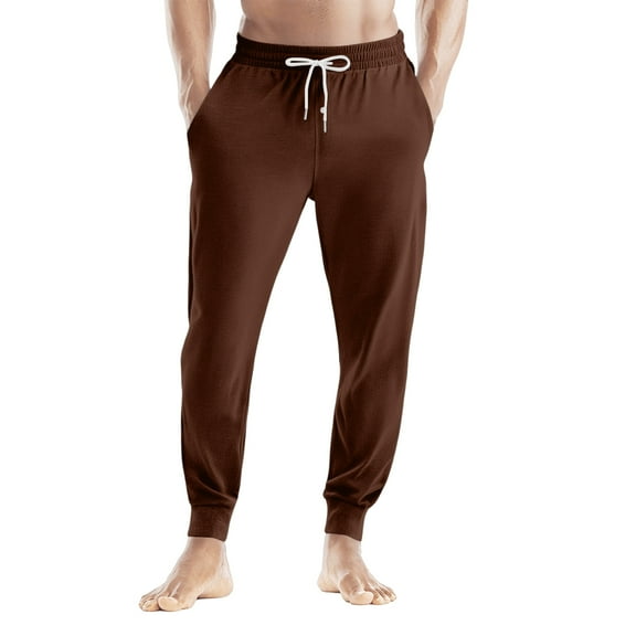 Mens Pajama Pants Soft Solid Color Sleep Lounge Pant Comfy Sleepwear Pants Pjs Bottoms with Pockets and Button Fly