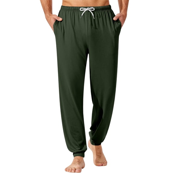 Mens Pajama Pants Soft Solid Color Sleep Lounge Pant Comfy Sleepwear Pants Pjs Bottoms with Pockets and Drawstring