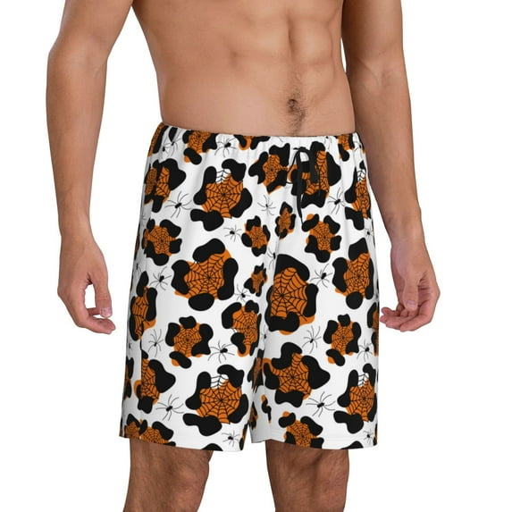 Mens Pajama Pants - Spiders Web Halloween Sleep Shorts Mens Pajama Shorts, Comfy Pj Pants for Mens Lounge Shorts