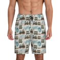 Mens Pajama Pants, Transport Train Sleep Shorts Mens Pajama Shorts
