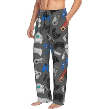 Mens Pajama Pants Video Game Controller Sleep & Lounge Pants with Pockets