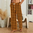 thumbnail image 1 of Mens Pajama Pants Warm Plaid Lounge Pj Bottoms for Men with Pockets Soft Ginger M, 1 of 5