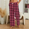 thumbnail image 1 of Mens Pajama Pants Warm Plaid Lounge Pj Bottoms for Men with Pockets Soft Hot Pink 3XL, 1 of 5