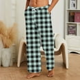 thumbnail image 1 of Mens Pajama Pants Warm Plaid Lounge Pj Bottoms for Men with Pockets Soft Mint Green XL, 1 of 5