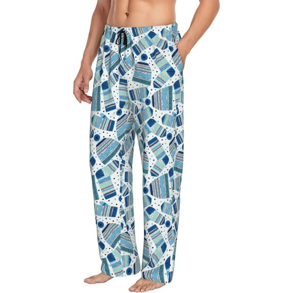 Mens Pajama Pants, Winter Knit Hat and Socks Soft Sleep & Lounge Pants for Men, Cuteness Casual PJ Bottoms Pants with Pockets