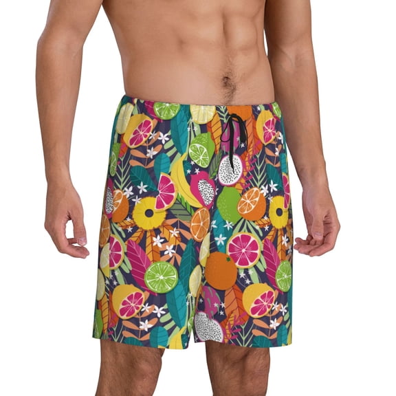 Mens Pajama Pants - Yuzu Dragon Fruit Sleep Shorts Mens Pajama Shorts, Comfy Pj Pants for Mens Lounge Shorts