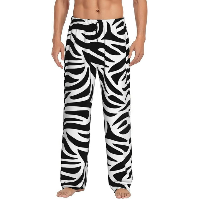 Mens Pajama Pants Zebra print black white cool Soft Sleep Lounge Pants for Men Casual PJ Bottoms Pants with Drawstring Walmart