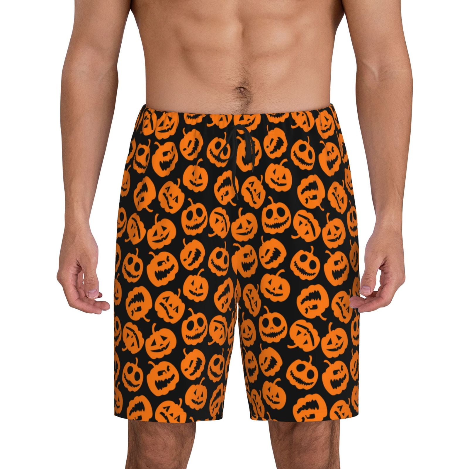 Mens Pajama Pants, pumpkins halloween Stylish Sleep Shorts Mens Pajama